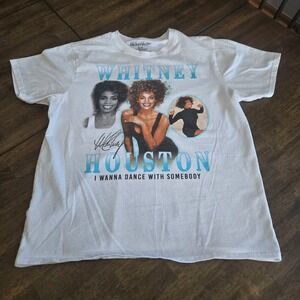 Whitney Houston I Wanna Dance With Somebody Graphic T-Shirt White Medium